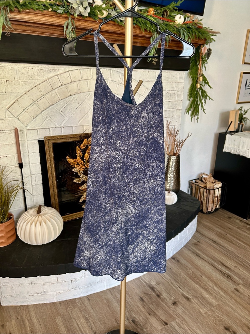 Outdoor Voices Blue Marble Print Athletic Dress